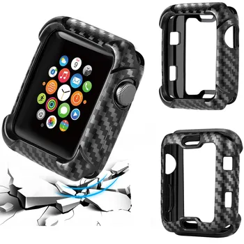 

Watch Cover For Apple Watch Series 2 3 4 Case Shock Proof Cover For iWatch 42 44mm 38 40mm Black Carbon Case Cover Shell