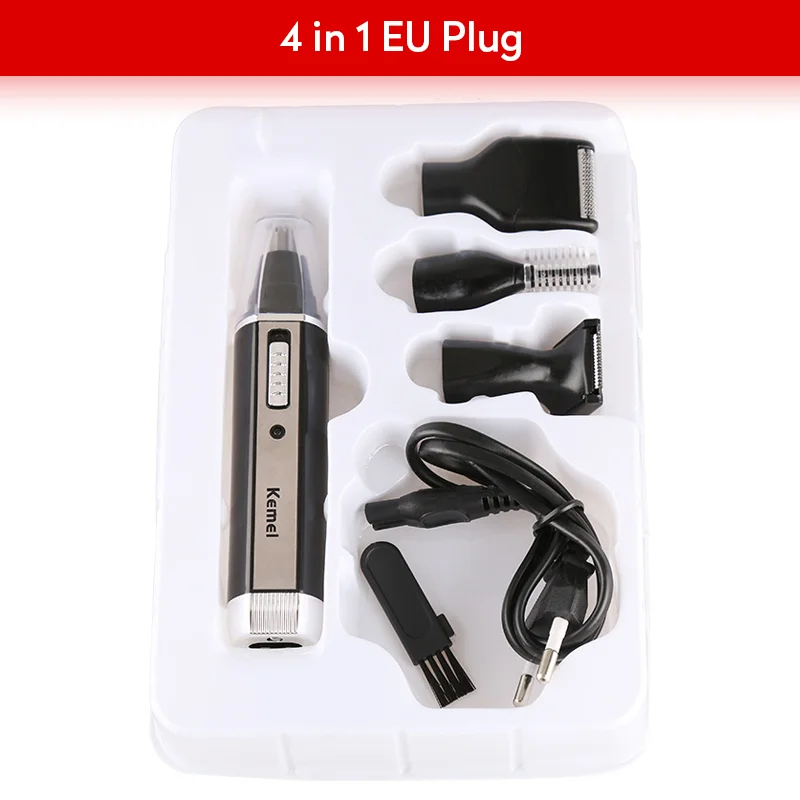 4 in 1 EU Plug 4 в 1 перезаряжаемый мужской электрический триммер для волос в носу и ушах безболезненный Женский Триммер для стрижки бакенбард брови Борода Машинка для стрижки волос Бритва - Цвет: 4 in 1 EU Plug