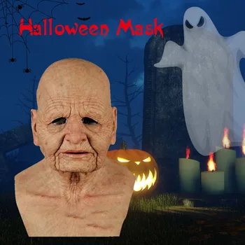 

Old Woman Mask Halloween Creepy Wrinkle Face Mask Latex Cosplay Party Props Fashionable and stylish design Convenient