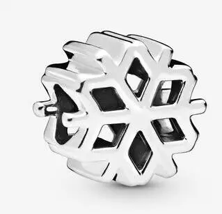 

New 925 Sterling Silver Bead Charm Openwork Polished Snowflake Beads Fit Bracelet Bangle DIY Jewelry