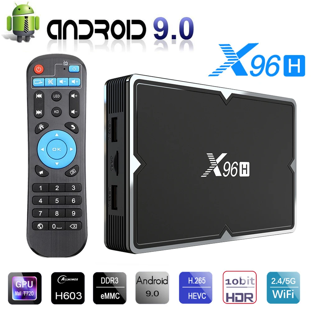 X96H Android 9 0 Smart TV BOX Allwinner H603 2 4 & 5 8 ГГц двухъядерный процессор Wi Fi 6K HD IP ТВ Декодер