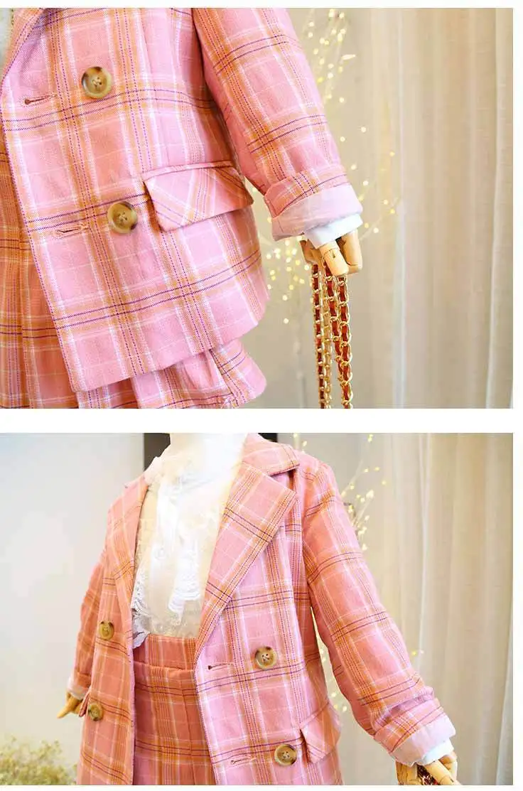 Kopen Kids Meisjes Jurk Past 2 stuks Primaire Blazer Schooluniform Britse College Stijl Kinderen Set Meisjes Rok Jurk School Kleding