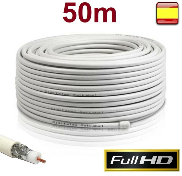 EXTRASTAR® Cable Coaxial para Antena de TV SAT televisión Bobina 10 Metros  75 OHM RG6U TDT Rollo 10 M con Conectores - AliExpress