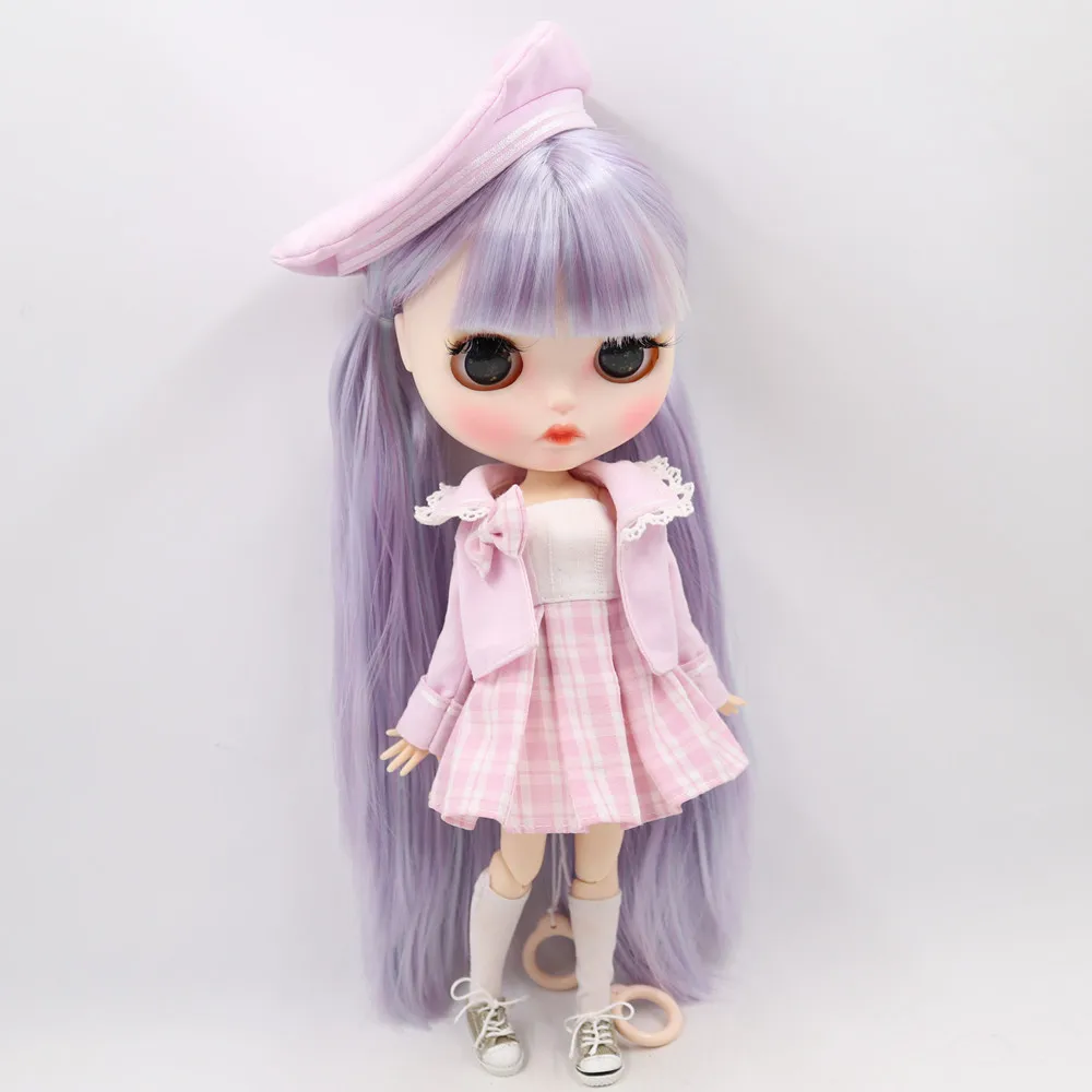 ICY Blyth кукла для серии No. BL2137/6909 фиолетовый смешанный цвет волос резные губы индивидуальные матовое лицо соединение тела 1/6 bjd - Цвет: doll clothes shoes