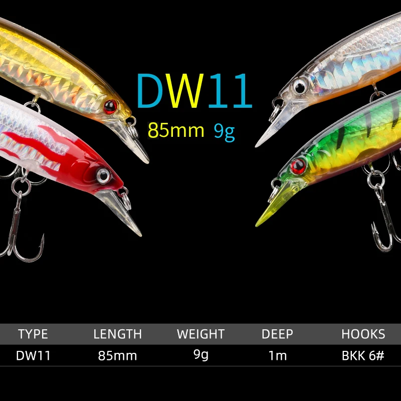 TSURINOYA плавающая гольян жесткая рыболовная приманка DW11 85 мм 9 г стальное шариковое