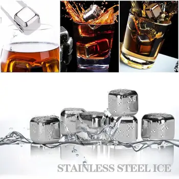

Stainless Steel Ice Cubes Reusable Chilling Stones for Whiskey Wine Cooling Cube Chilling Rock Keep Longer Cold Party Bar Tools