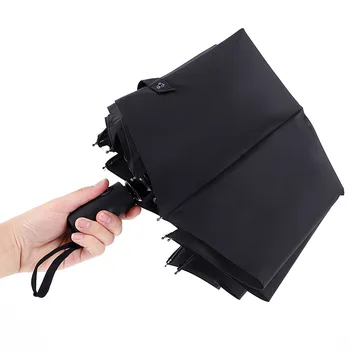 

10K automatic men solid color business umbrella three fold thickened reinforced windproof strong umbrella