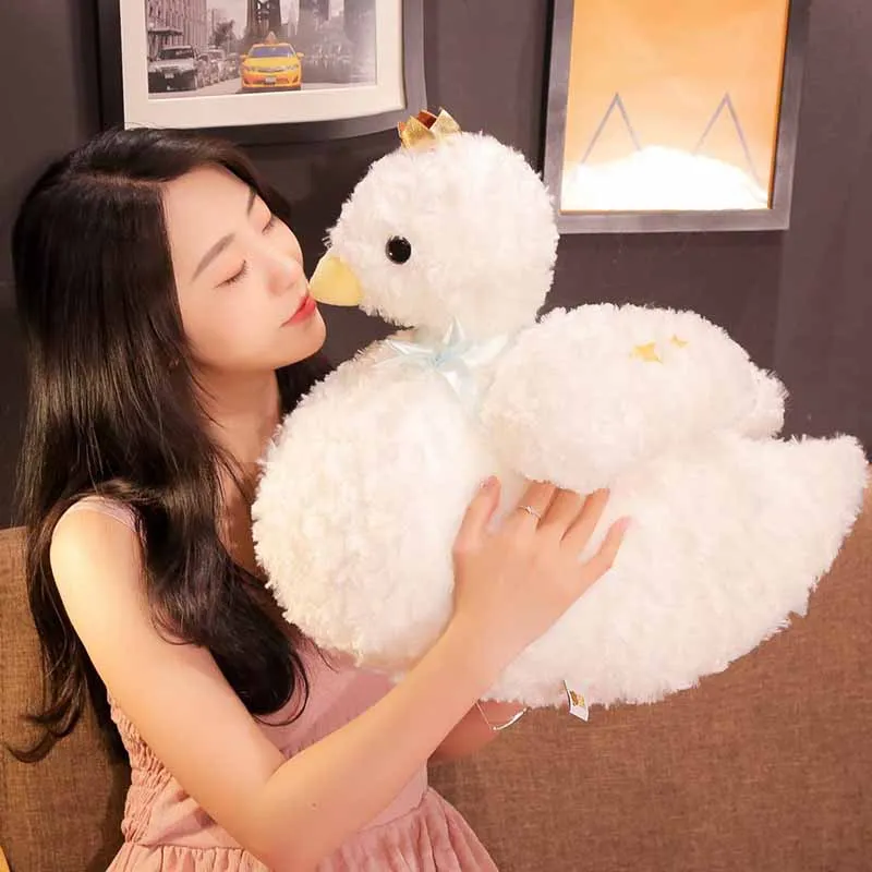 

30/40cm 3 patterns New Crown Swan boutique stuffed toys Soft ball birdie pillows Rose velvet fabric Home characteristic ornament
