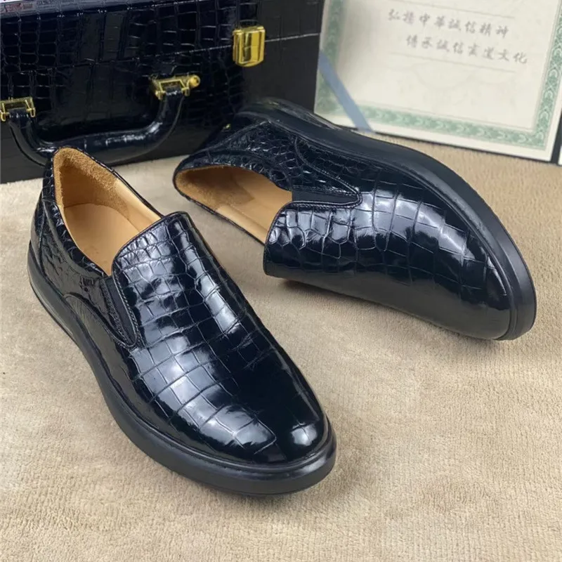 Authentic Crocodile Belly Skin Soft Rubble Sole Men's Comfortable Shoes  Genuine Alligator Leather Round Toe Male Slip-on Shoes - Leather Casual  Shoes - AliExpress