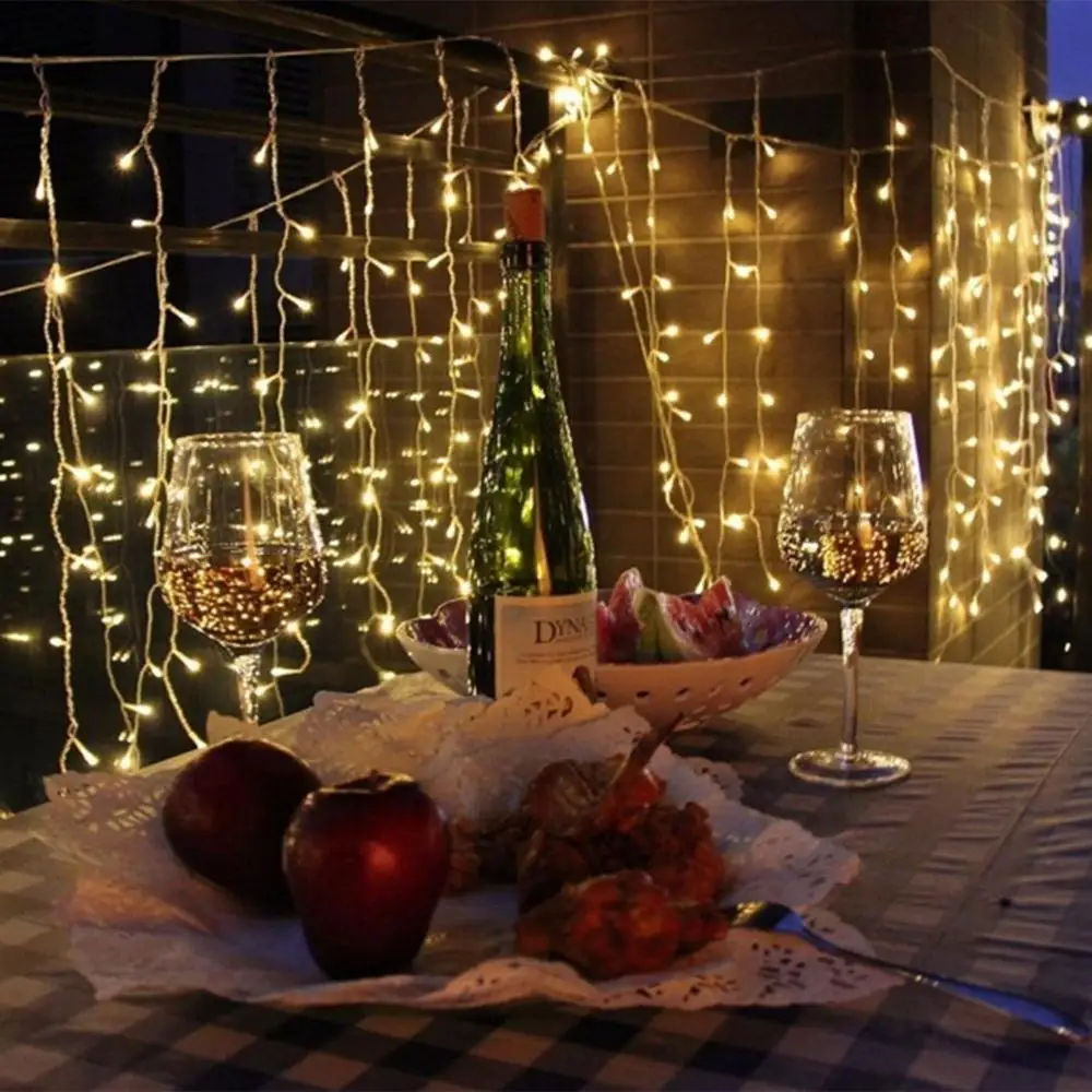 Light Curtain Light Waterproof Indoor Outdoor Decoration Christmas Day Lantern Door Curtain Lights Lantern Lamp Wedding