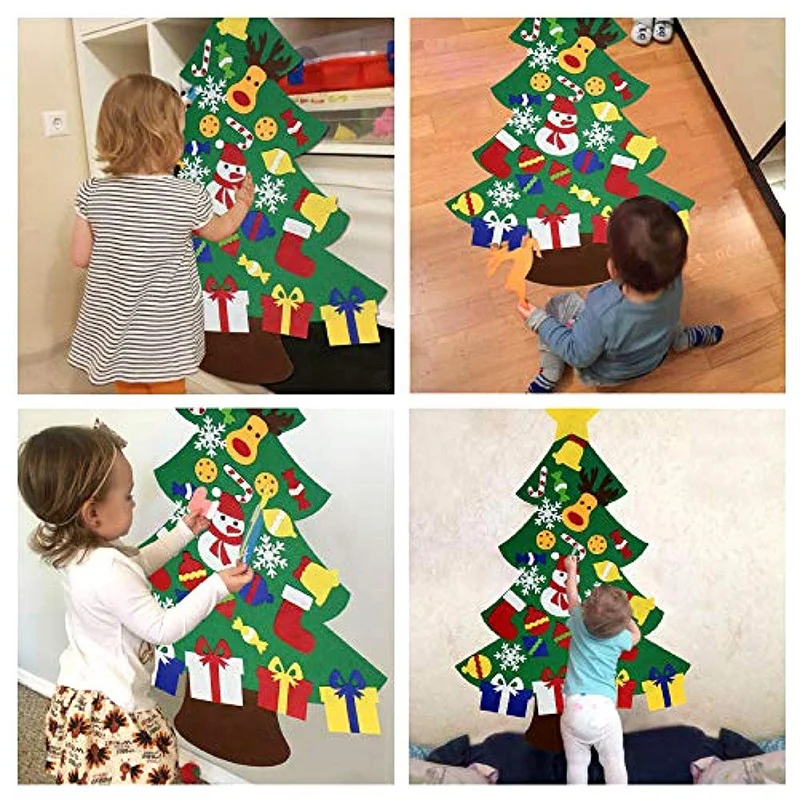 Войлочная Рождественская елка для детей 3.2Ft Diy Рождественская елка с малышами 30 шт. украшения для детей рождественские подарки Висячие домашние двери W