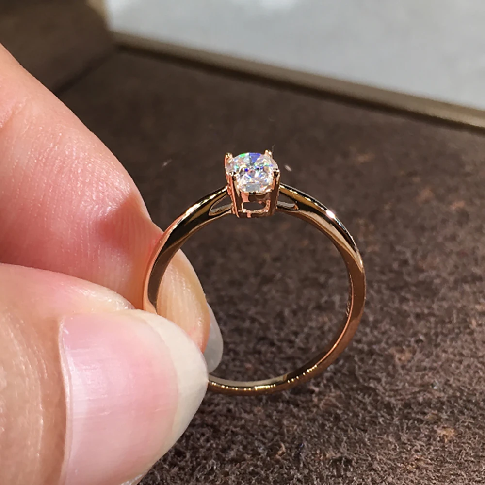 Custom Solid 18K AU750 Rose Gold Women Wedding Anniversary Engagement Party Ring 1 2 3 4 5 Carat Oval Moissanite Diamond Ring