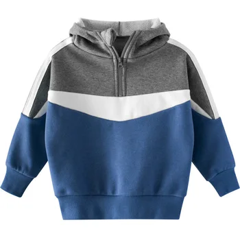 

2020 Baby Boy Hooded Sweatshirt Winter Autumn Plus Velvet Girls Top Long Sleeve Coat Patchwork Kid Hoodies Sportswear ZSBY80