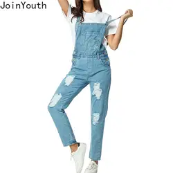 JoinYouth модные комбинезоны с дырками винтажные джинсы с высокой талией 2019 осенние повседневные штаны на пуговицах однотонные женские джинсы
