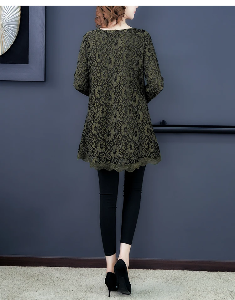Зимняя бархатная винтажная Кружевная блуза с длинным рукавом, Женская туника, Длинные рубашки размера плюс, Женские топы и блузки, Женская сорочка 4XL