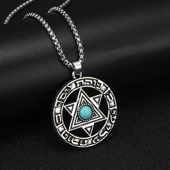 

EUEAVAN 10pcs Vintage Nordic Rune Pendant Necklace Star of David Lucky Religious Jewelry For Women Men Antique Silver Color