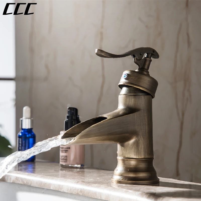 

CCC European style antique faucet Hot and cold brass washbasin above counter basin waterfall toilet well basin faucet