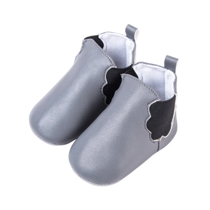 Детская обувь для новорожденного; обувь для мальчика; одноцветная обувь без шнуровки из искусственной кожи; мягкая обувь для малышей