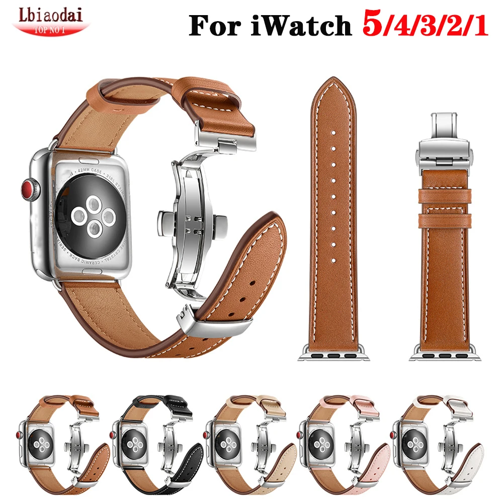 

Strap for apple watch 6 band 44mm 42mm 38mm 40mm Accessories Genuine leather watchband bracelet for iwatch bands series 5 4 3 2