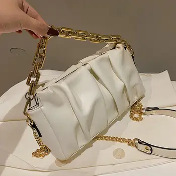 

Solid color Pleated Tote bag 2020 fashion new high-quality PU leather Women's Designer Handbag Chain Shoulder Messenger Bag