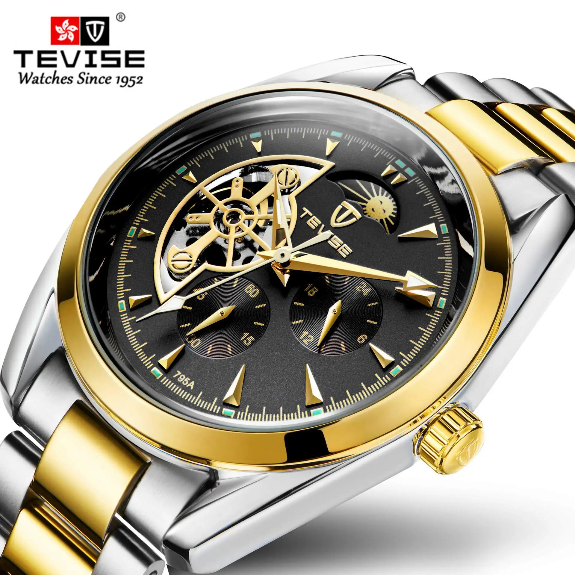

Automatic Mechanical Watch TEVISE Men Moon Phase Wrist Watch Top Brand Luxury Male Clock Men Skeleton Watch Reloj Hombre T795C
