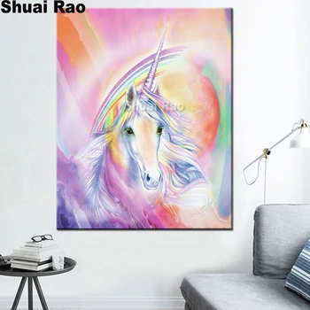 

60x80 colorful Unicorn diamond painting diy by hand Diamond mosaic full square resin Animal diamond embroidery patterns horse