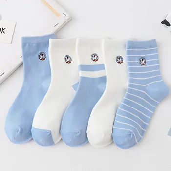

The New Women Cotton Cute Soft Socks High Quality Personality Tid Cat Embroidery Female Middle Tube Student Fashion Socks Girls