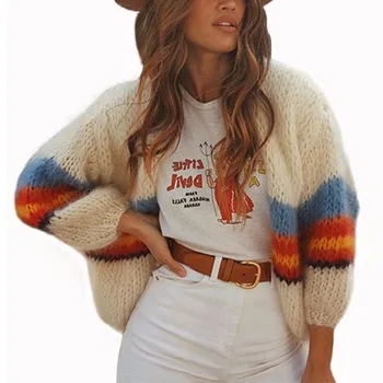 

Ladies Stripe Cardigan Sweater Loose Fashion Casual Sweater TY66