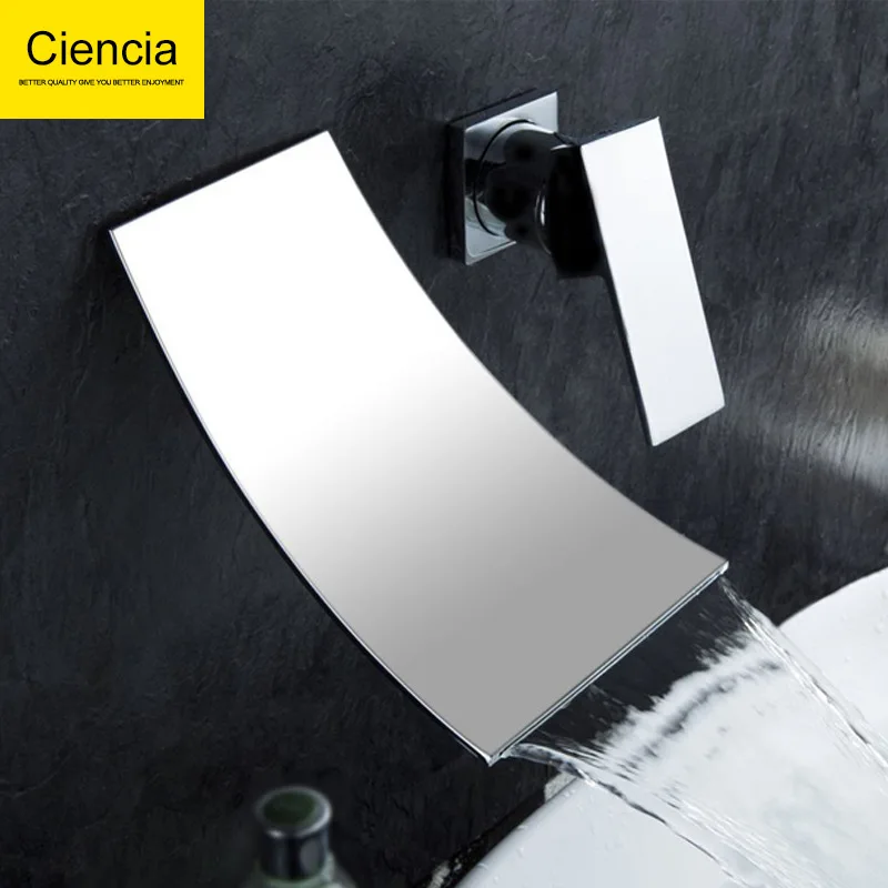 

Copper Chrome Plated Table Basin Faucet Wash Basin Faucet Hot And Cold Waterfall Basin Faucet Single Handle Two-hole Ciencia