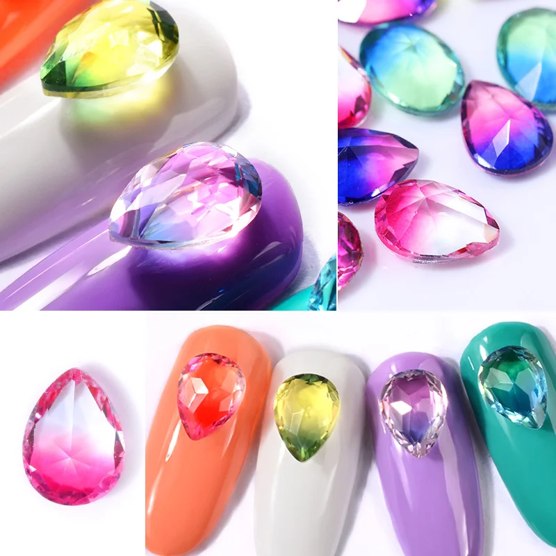5 шт./пакет стеклянные сверла Красочные Стразы для ногтей смешанные неправильной