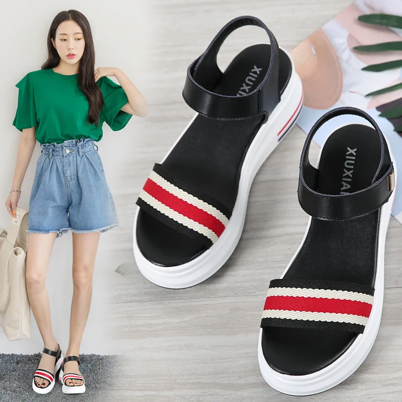 

Ozhouzhan 2019 Summer New Style Platform Shoes Retro Peep-Toe Sandals Buckle Waterproof Platform Sandals Platform Sandals Women'