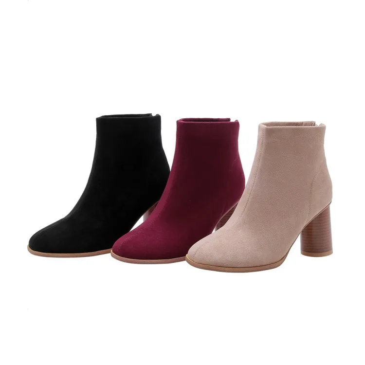 Женские ботинки; сезон осень-зима; Новая модная женская обувь на высоком толстом каблуке с квадратным носком и молнией; большие размеры 32-48