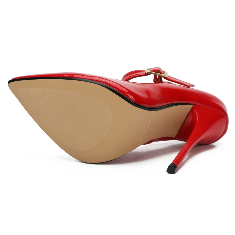 LLXF/Большие размеры: 45, 46, 47, 48, 49; красные туфли на шпильке с пряжкой; пикантные босоножки на высоком тонком каблуке 14 см; женские шелковые туфли-лодочки с острым носком и золотой подошвой