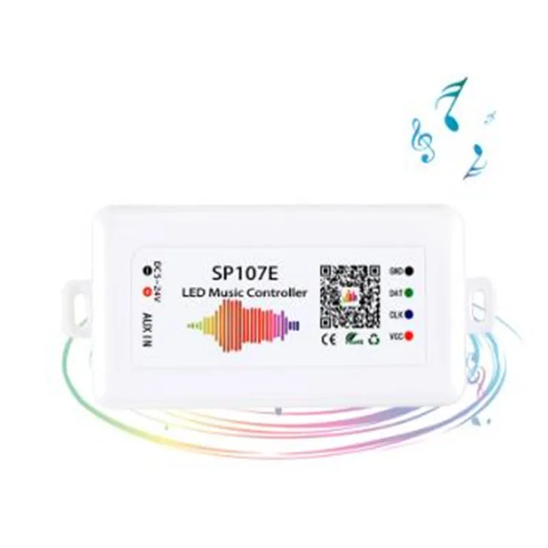 SP107E музыкальный контроллер для WS2812B светодиодный полосы SP105E SP110E Bluetooth SK6812 RGB APA102 WS2811 светодиодный Пиксели лента светильник DC5V-24V