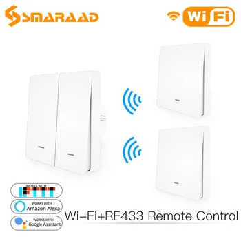 

WiFi/RF433 Smart Push Button Switch 2-Way Wall Panel Transmitter Kit Smart life Tuya App Control Works with Alexa Google Home