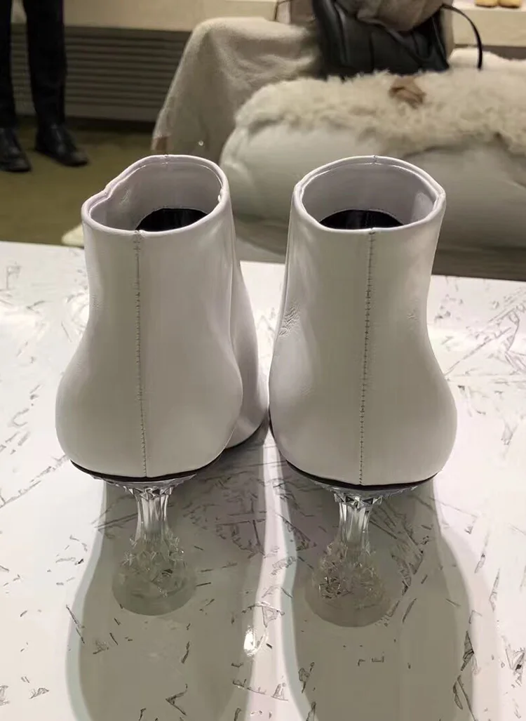 WEIQIAONA high heels autumn boots Roman style simple Crystal heel high heeled heel boots