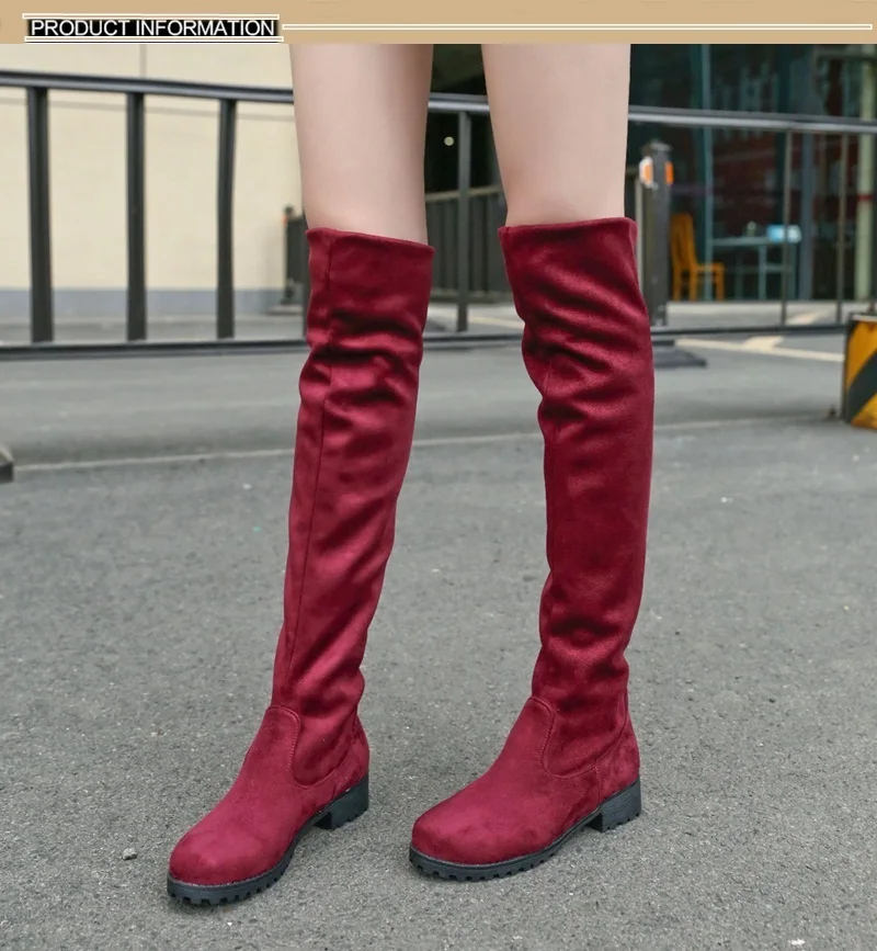 classic autumn winter boots woman fashion skinny stretch classic women's sexy black red blue over the knee high boots big size