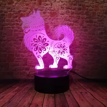 

Decorative Happy Dog Model 3D Illusion Lamp LED 7 Colorful Change Desk NightLight Animal Figure Toys