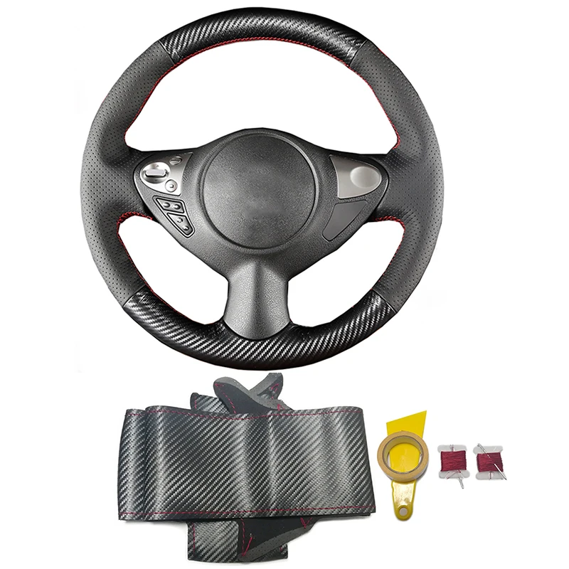 Carbon fiber leather hand-stitched braided steering wheel cover for Nissan Sylphy Juke Maxima for Infiniti FX FX35 FX50 QX70