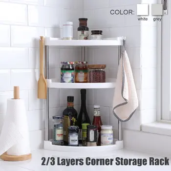 

2/3 Layers Corner Storage Rack Kitchen Organizer Home Bathroom Holders Shelf Spice Seasoning Bottles Stand Shelf Racks 2 Colors