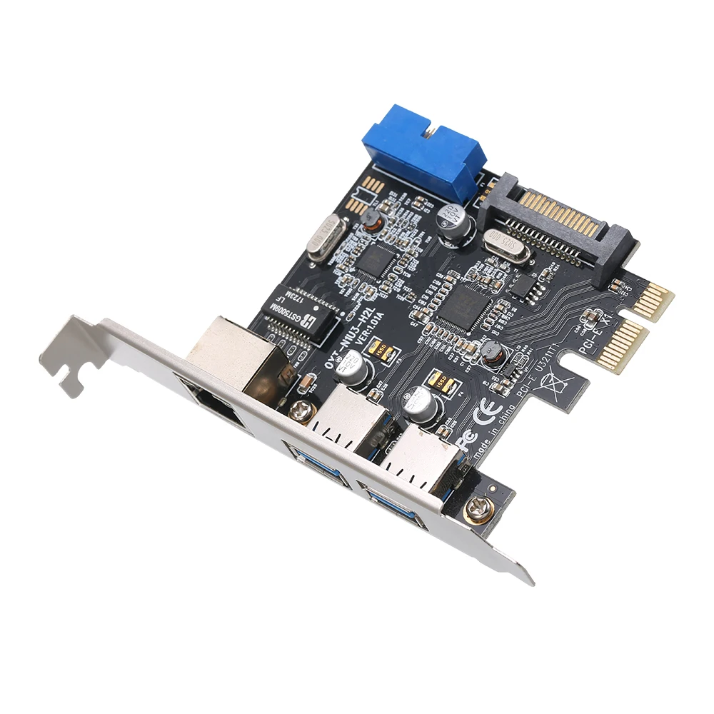 PCI-E к USB3.0 карта расширения 2 USB3.0 порта 4Pin блок питания и гигабитная высокоскоростная сеть