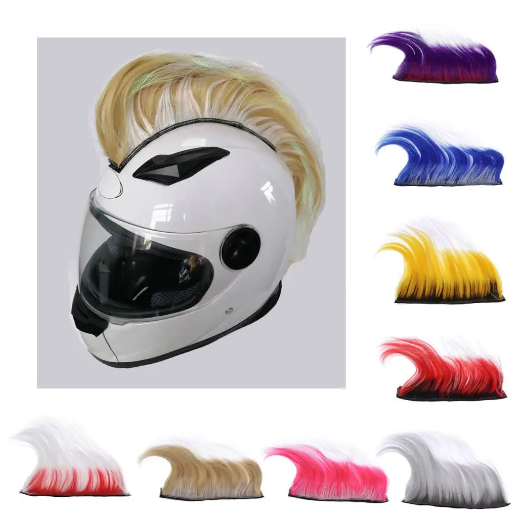 

DIY Helmet Mohawk Hair Punk Hair Colorful Modeling Wig For Motorcycle Ski Snowboard Helmets Hair Cosplay Motorcycle Accessories