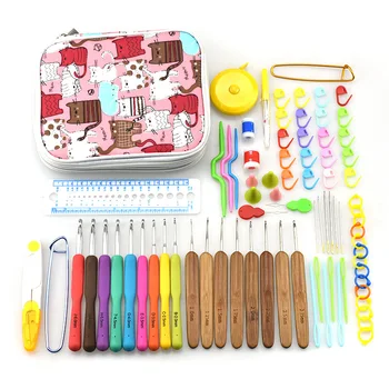 

New Crochet Hook Needle Set 8pcs Bamboo Knitting Needles 9 Pcs Ergonomic Crochet Hooks For Knitting With Bag