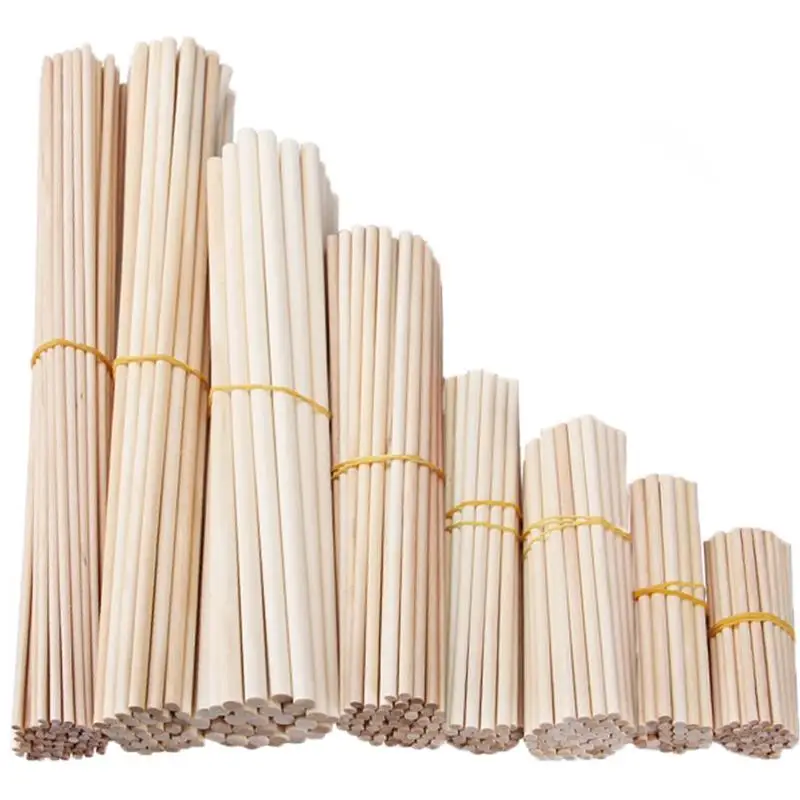 Round DIY Wooden Pine Rods Sticks Durable Dowel Building Model Woodworking Tool Educational Toys Handicraft Crafts Supplies