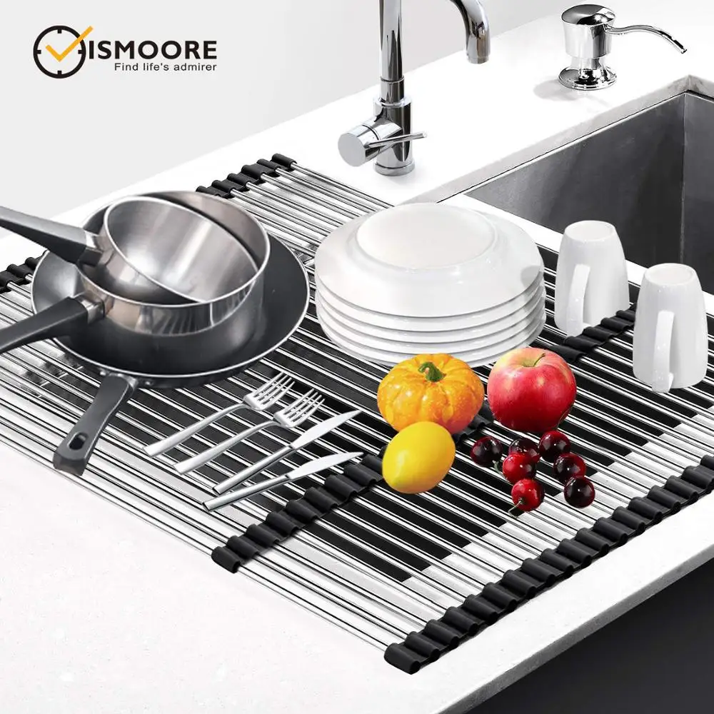 

Dish Rack For Sink Adjustable Kitchen Storage Practical Home Non-slip High Temperature Resistance Fruit Vegetable Drain Rack