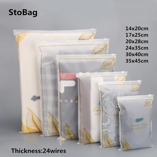 StoBag 10pcs Gold/Blue Frosted Plastic Bags Travel Close Tshirt