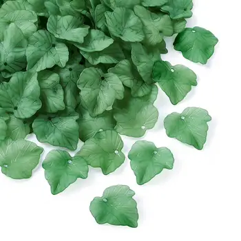 

50pcs/100pcs Jewelry DIY Findings Frosted Transparent Acrylic Grape Leaf Pendants 24x22.5x3mm hole:1mm