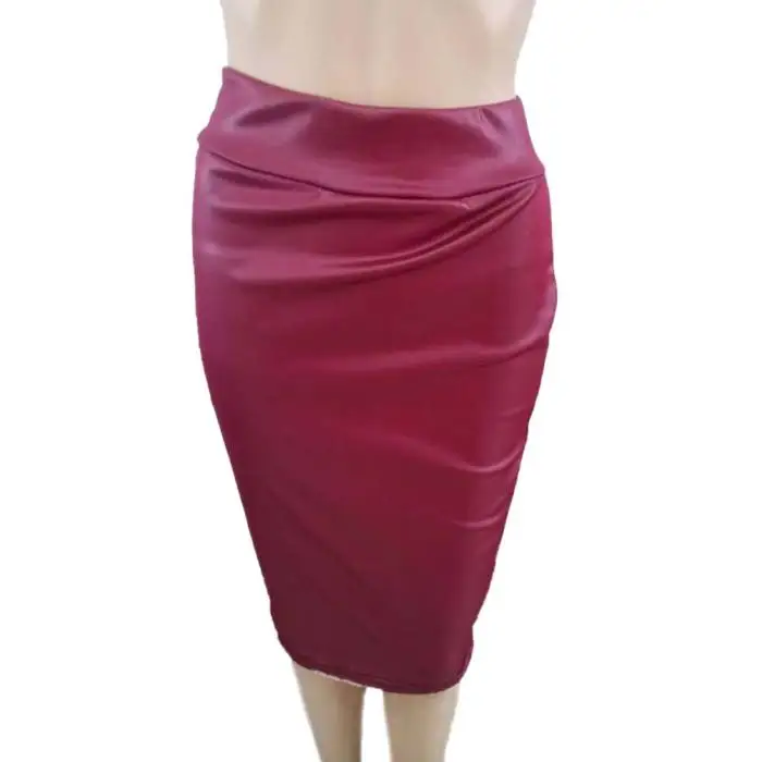 Женская облегающая юбка-карандаш из искусственной кожи с высокой талией, однотонные сексуальные офисные юбки J9