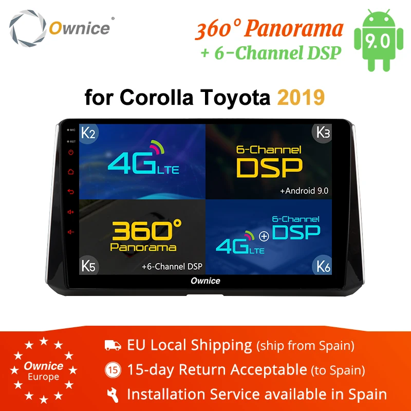 Головной убор Ownice для 2019 GPS Toyota Corolla Navi k3 k5 k6 автомобильное радио Android 9 0