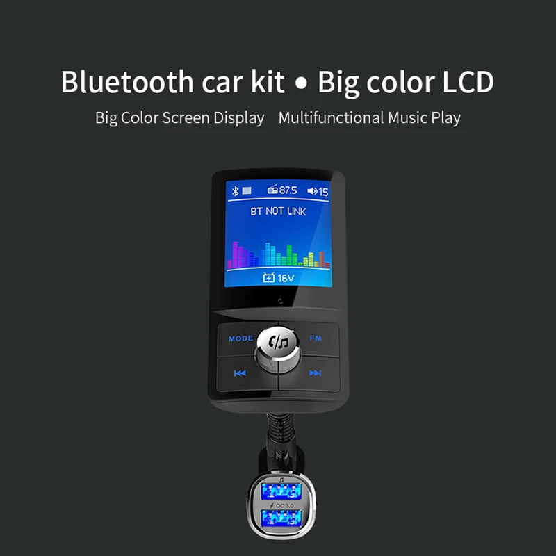 Bluetooth 4,2 FM передатчик громкой связи Автомобильный MP3-плеер QC3.0 USB зарядное устройство 999